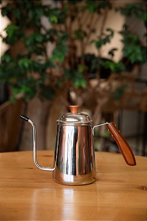 Chaleira Bule inox cabo de madeira
