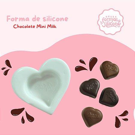 Forma de Silicone Chocolate Mini Milk Coração