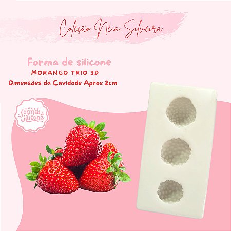 Molde de Silicone Morango Trio 3D