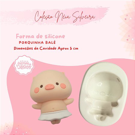 Molde de Silicone Porquinha Balé