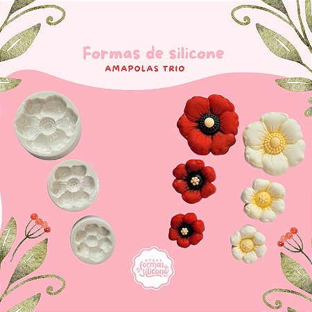 Molde de Silicone Amapolas Trio