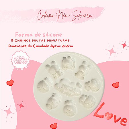 Molde de Silicone Bichinhos Frutas Miniaturas