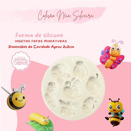 Molde de Silicone Insetos Fofos Miniaturas
