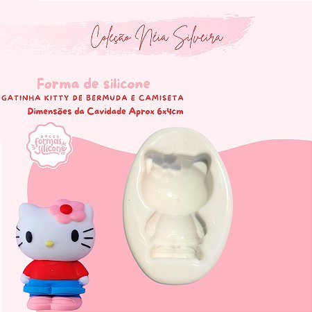 Molde de Silicone Gatinha Kitty de Bermuda e Camiseta