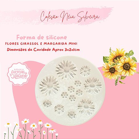 Molde de Silicone Flores Girassol e Margarida Mini