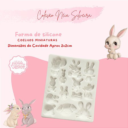 Molde de Silicone Coelhos Miniatura