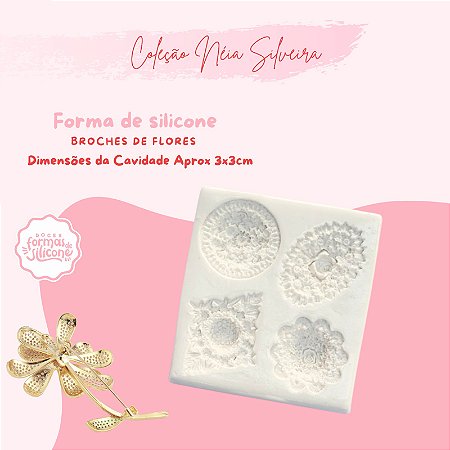 Molde de Silicone Broches de Flores