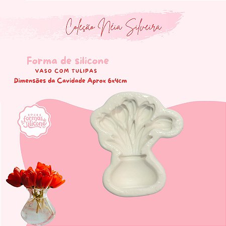 Molde de Silicone Vaso com Tulipas