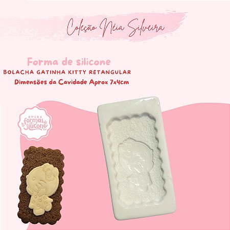 Molde de Silicone Bolacha Gatinha Kitty Retangular