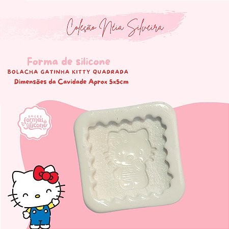 Molde de Silicone Bolacha Gatinha Kitty Quadrada
