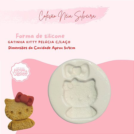 Molde de Silicone Gatinha Kitty Pelúcia C/Laço