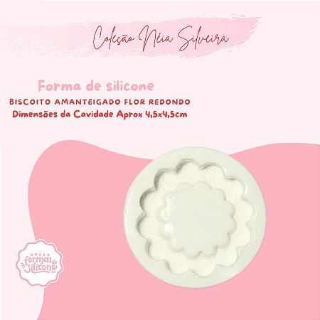 Molde de Silicone Biscoito Amanteigado Flor redondo