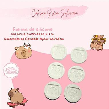 Molde de Silicone Bolacha Capivara KIt / 6