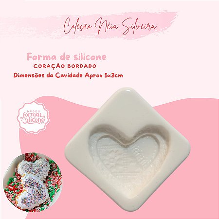 Molde de Silicone Coração Bordado