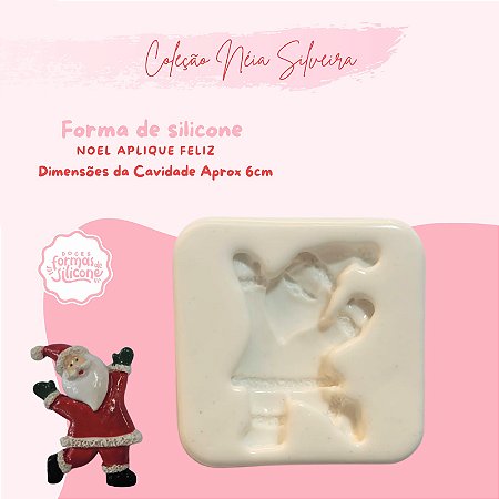 Molde de Silicone Noel Aplique Feliz