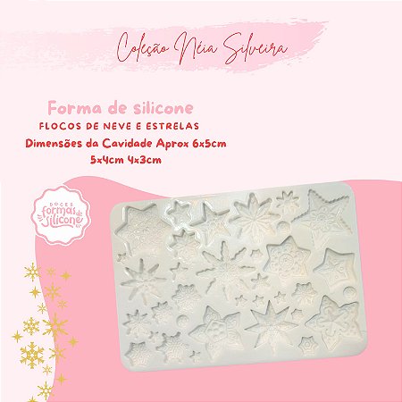 Molde de Silicone Flocos de Neves e Estrelas