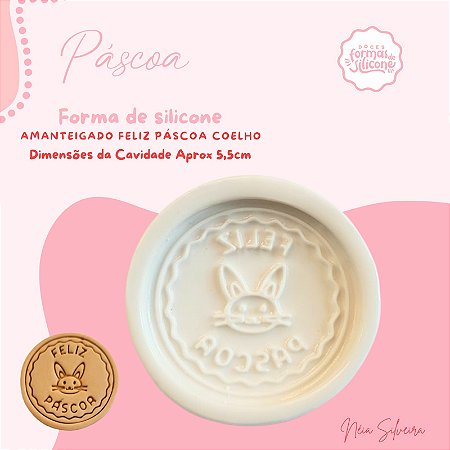 Molde de Silicone Amanteigado Feliz Páscoa Coelho