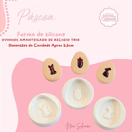 Molde de Silicone Ovinhos Amanteigados de Recheio Trio