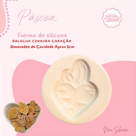 Molde de Silicone Bolacha Cenoura Coração