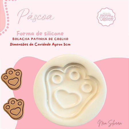 Molde de Silicone Bolacha Patinha de Coelho