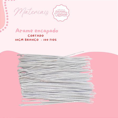 Arame Encapado Branco Cortado 10 Cm - 100 fios