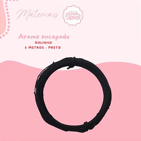 Arame Encapado Preto - Rolinho 5 mts
