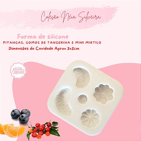 Molde de Silicone Pitangas, Gomos de Tangerina e Mini Mirtilo