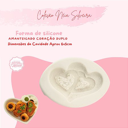 Molde de Silicone Amanteigado Coração Duplo