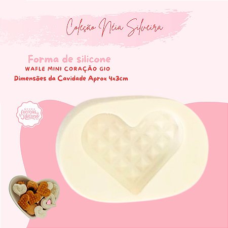 Molde de Silicone Waffle Mini Coração Gio