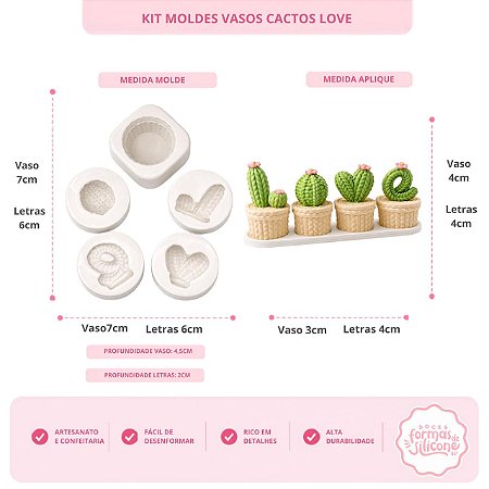 Molde de Silicone kit Cactos Love