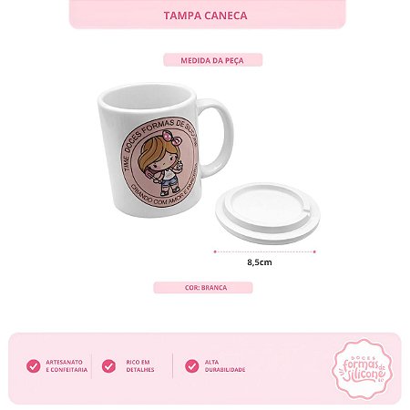Tampa de Caneca Cor Branca 8,5 cm