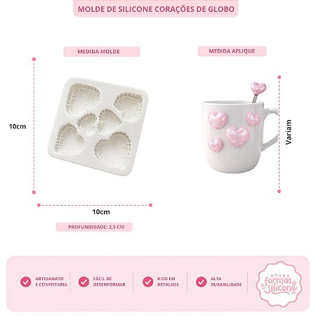 Molde de Silicone Corações de Globo