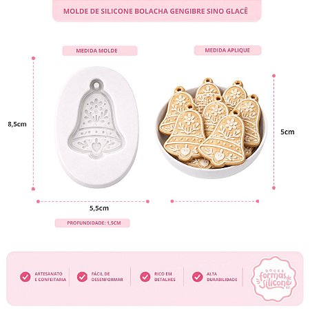 Molde de Silicone Bolacha de Gengibre Sino de Natal