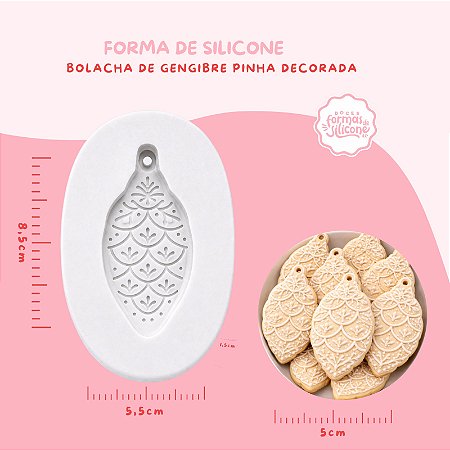 Molde de Silicone  Bolacha de Gengibre Pinha Decorada