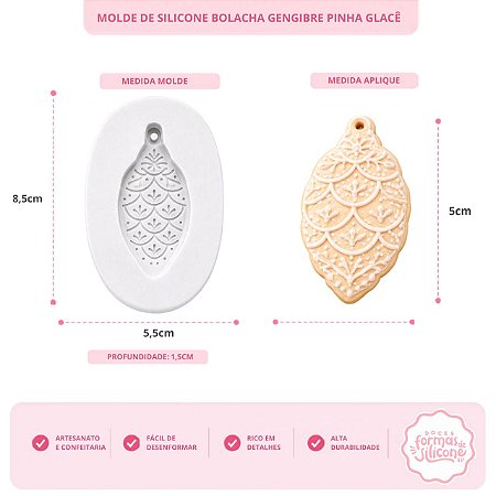 Molde de Silicone Bolacha de Gengibre Pinha Decorada