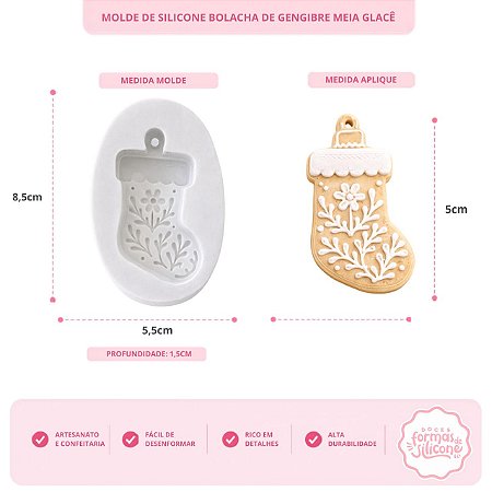 Molde de Silicone Bolacha de Gengibre Meia Glacê