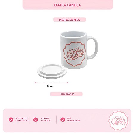 Tampa de Caneca cor Branca 9 cm
