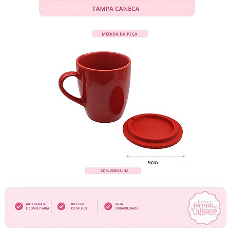 Tampa de Caneca cor Vermelha 9 cm