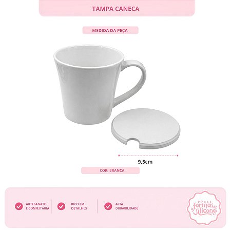 Tampa de Caneca com abertura cor branca 9,5 cm