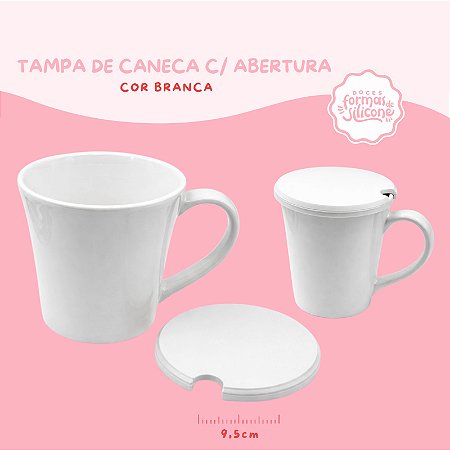 Tampa de Caneca com abertura cor branca 9,5 cm