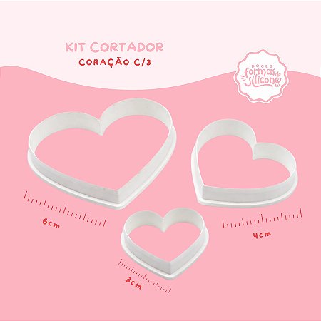Kit Cortador Coração c/ 3