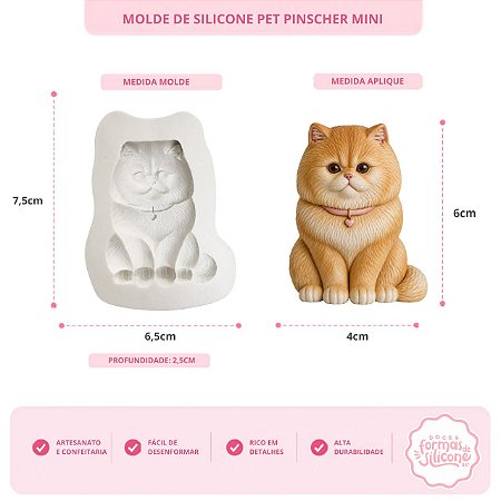 Molde de Silicone Pet Gato Persa MIni