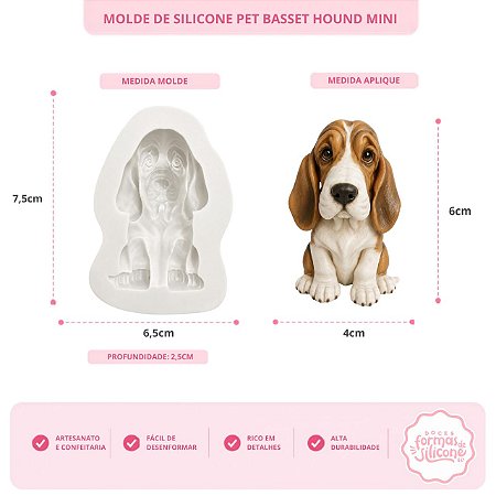 Molde de Silicone Pet Basset Hound Mini