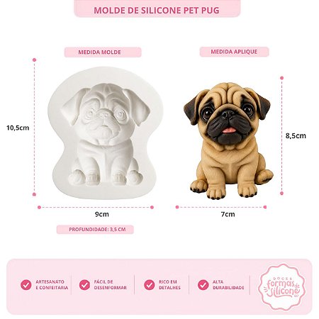 Molde de Silicone Pet Pug