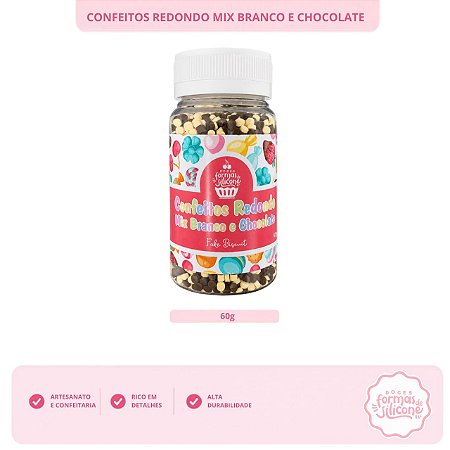 Confeitos Redondo Mix Branco e Chocolate