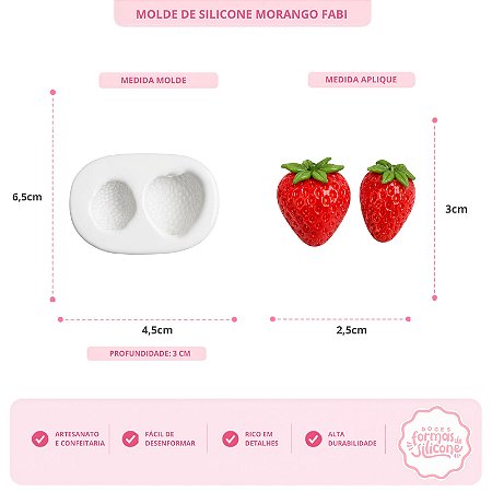 Molde de Silicone Morango Fabi Duplo