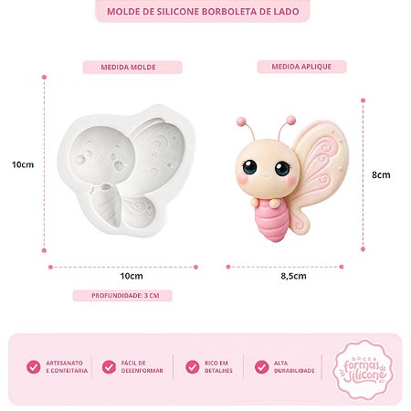 Molde De Silicone Borboleta De Lado