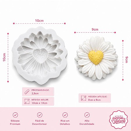 Molde de Silicone Margarida  Miolo Coração G