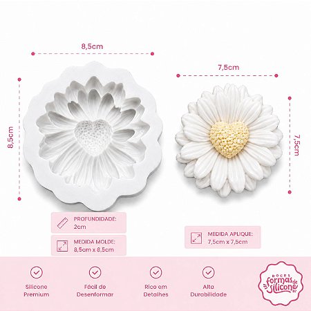 Molde de Silicone  Margarida Miolo Coração M
