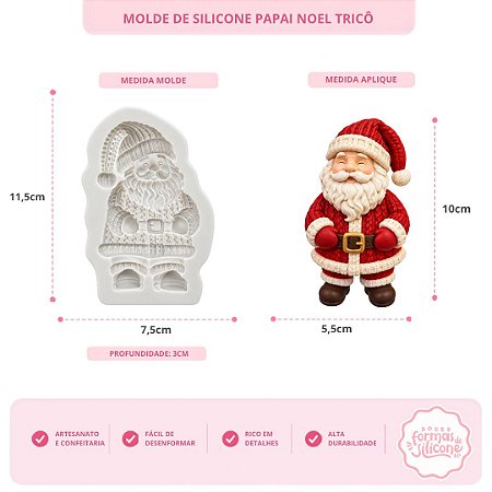 Molde De Silicone Papai Noel Tricô